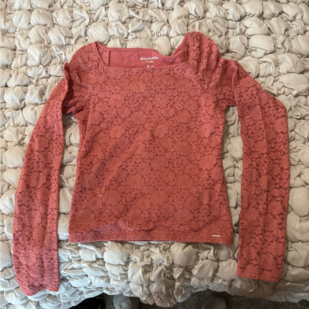 Abercrombie Kids Pink Bell Sleeve Long Sleeve Blouse